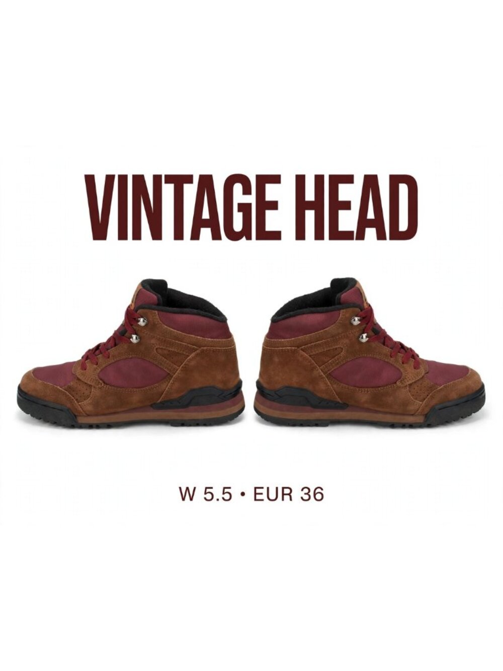 Vintage 90s HEAD Exploration Hiking Boots Brown Suede & Burgundy W's 5.5